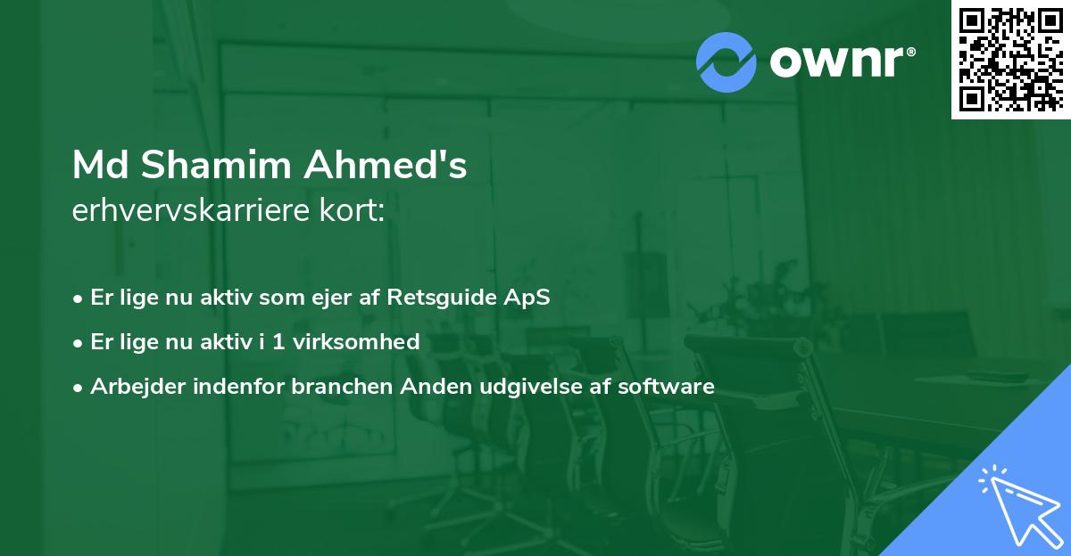 Md Shamim Ahmed's erhvervskarriere kort