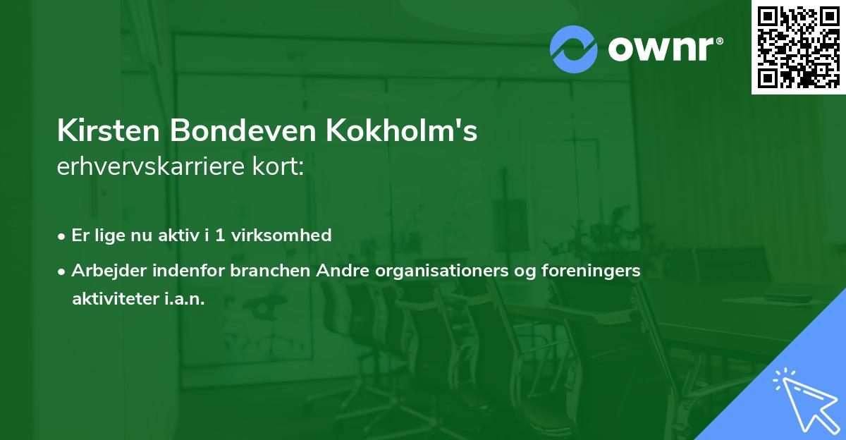 Kirsten Bondeven Kokholm's erhvervskarriere kort