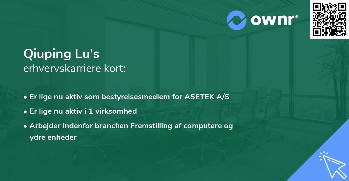 Qiuping Lu's erhvervskarriere kort