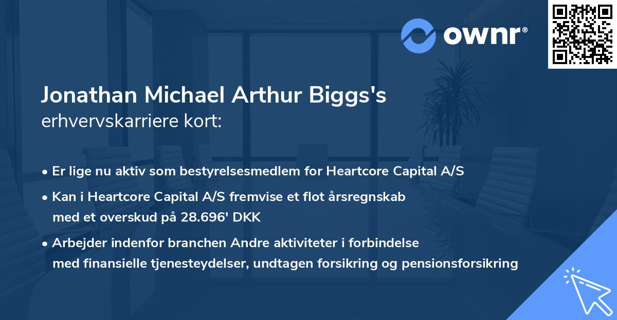 Jonathan Michael Arthur Biggs's erhvervskarriere kort