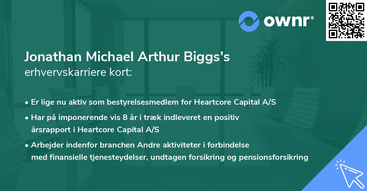 Jonathan Michael Arthur Biggs's erhvervskarriere kort