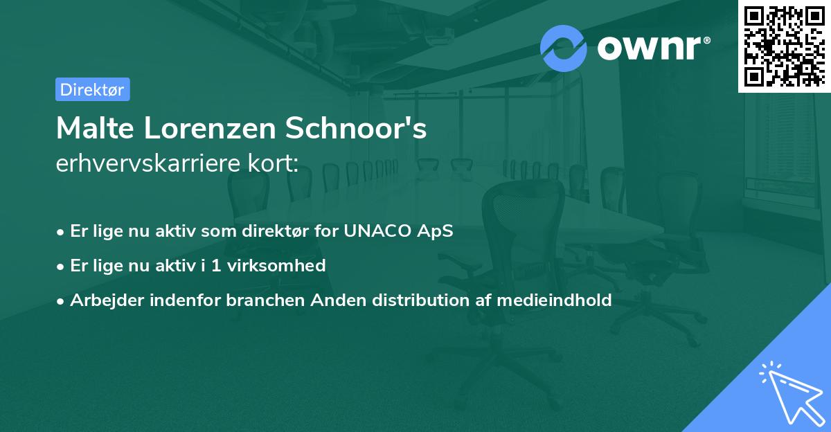 Malte Lorenzen Schnoor's erhvervskarriere kort