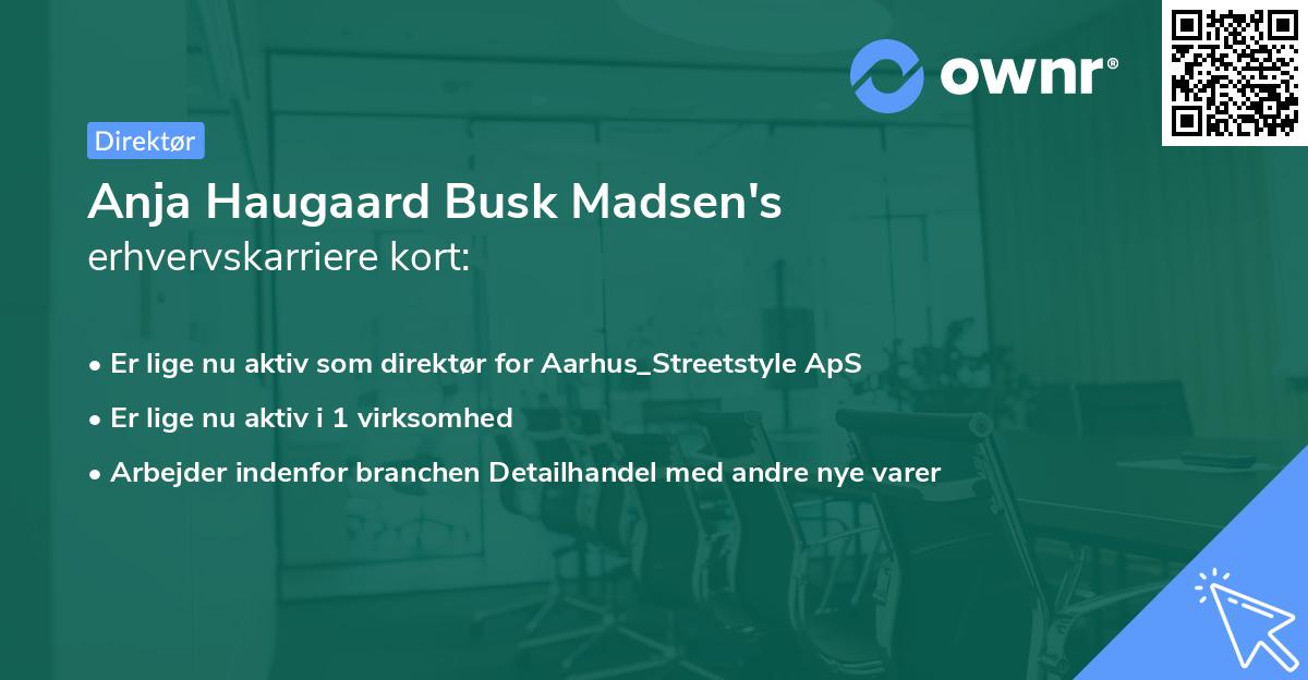 Anja Haugaard Busk Madsen's erhvervskarriere kort