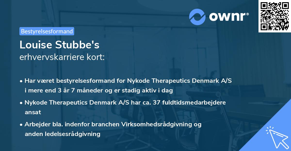Louise Stubbe's erhvervskarriere kort