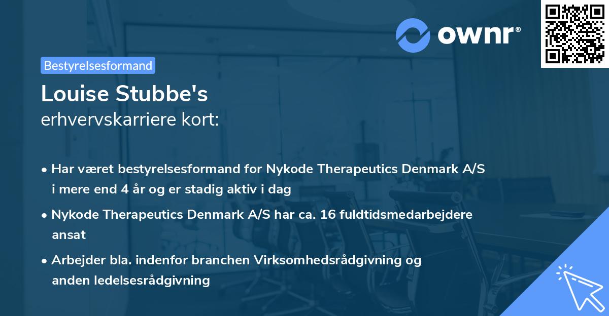 Louise Stubbe's erhvervskarriere kort