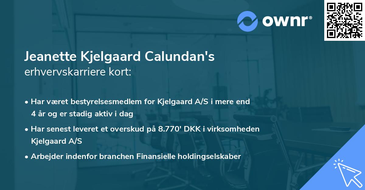 Jeanette Kjelgaard Calundan's erhvervskarriere kort