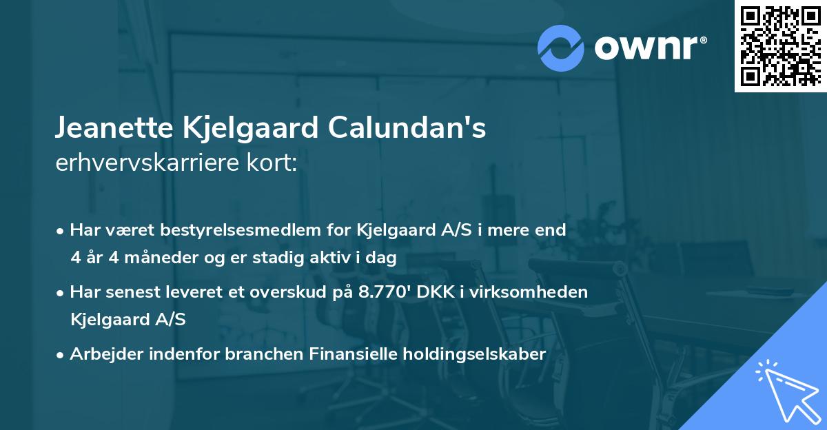 Jeanette Kjelgaard Calundan's erhvervskarriere kort