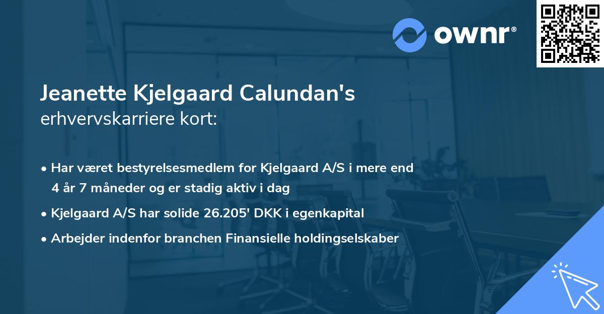 Jeanette Kjelgaard Calundan's erhvervskarriere kort
