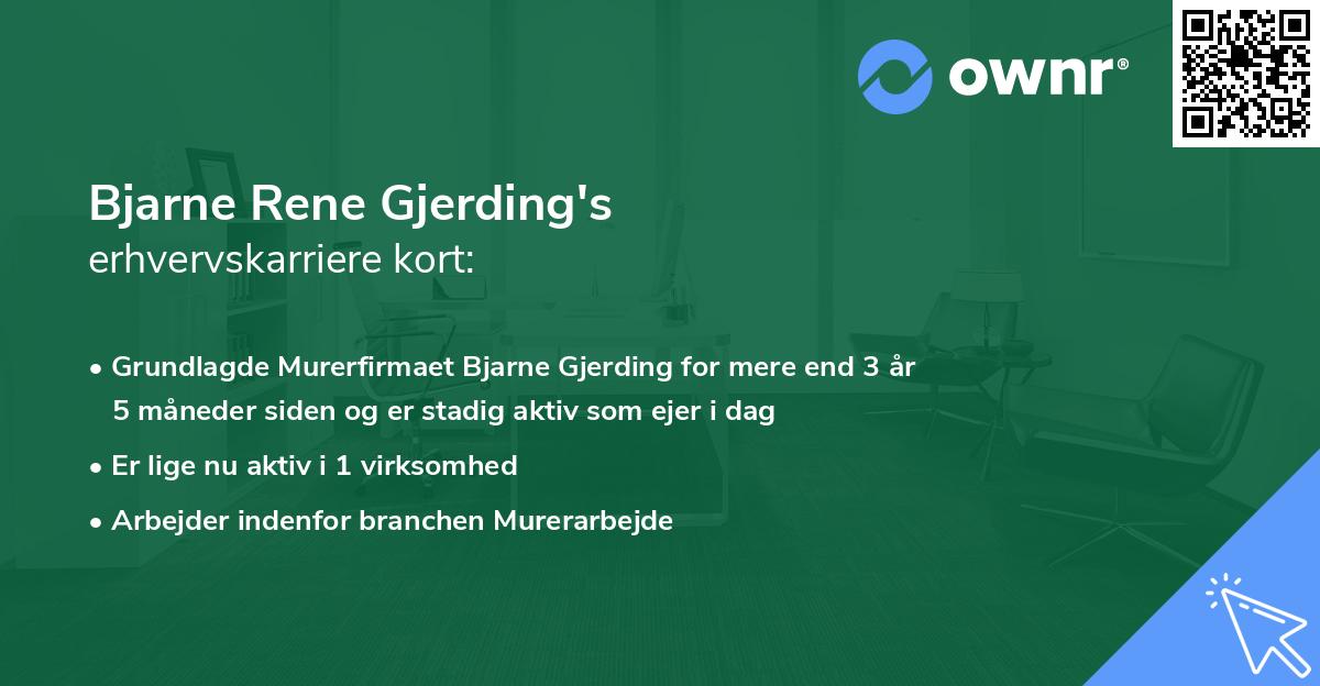 Bjarne Rene Gjerding's erhvervskarriere kort