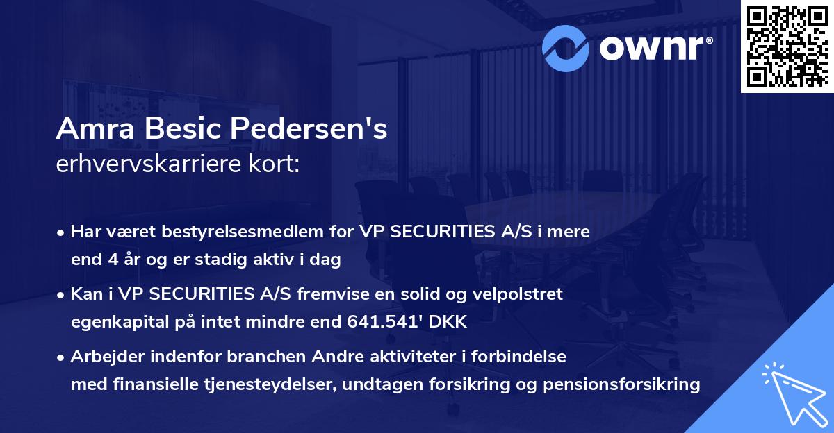 Amra Besic Pedersen's erhvervskarriere kort