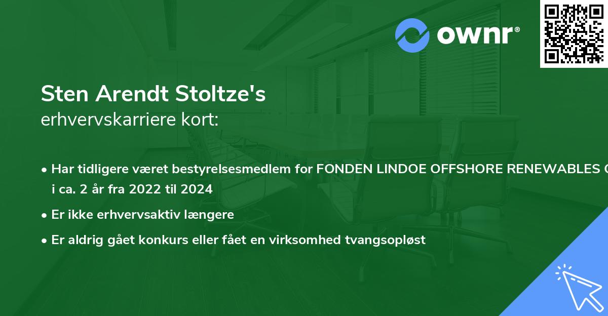 Sten Arendt Stoltze's erhvervskarriere kort