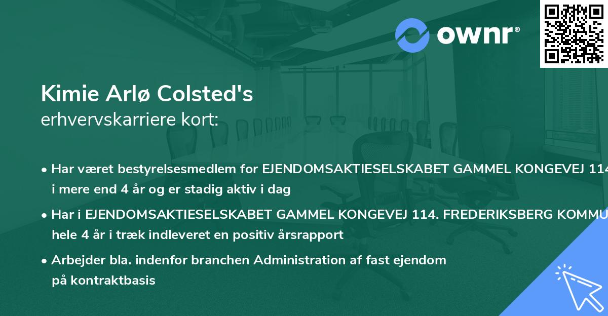 Kimie Arlø Colsted's erhvervskarriere kort