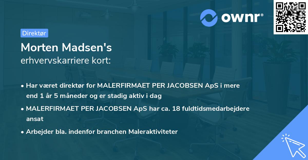 Morten Madsen's erhvervskarriere kort