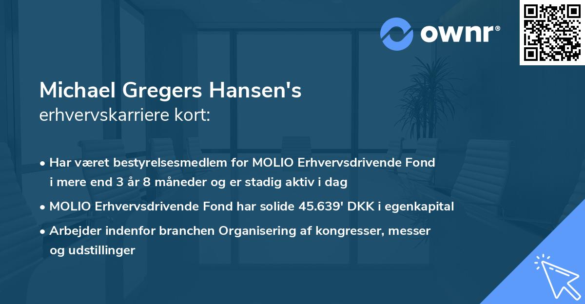 Michael Gregers Hansen's erhvervskarriere kort