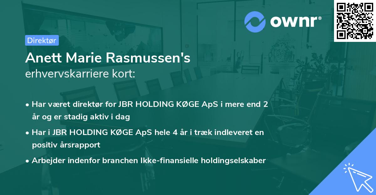 Anett Marie Rasmussen's erhvervskarriere kort