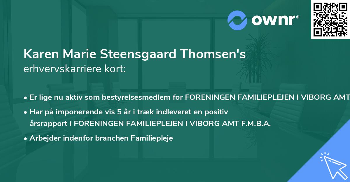 Karen Marie Steensgaard Thomsen's erhvervskarriere kort