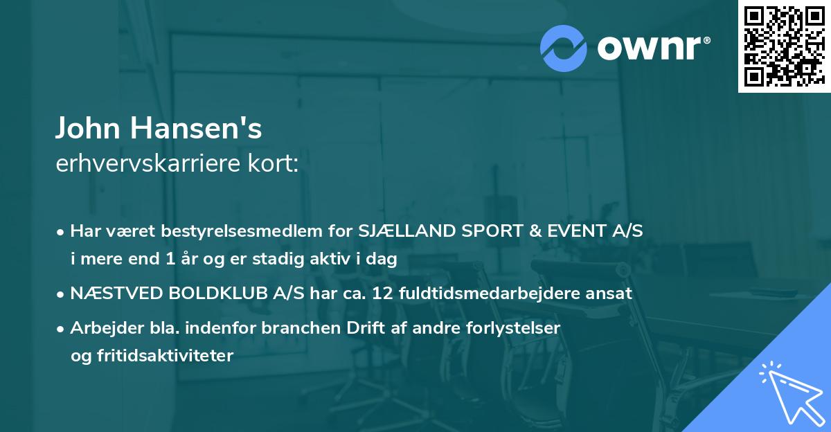John Hansen's erhvervskarriere kort