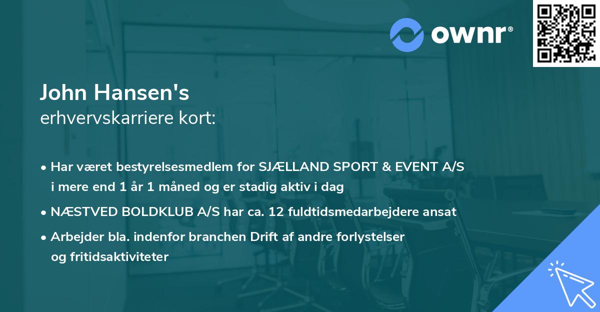 John Hansen's erhvervskarriere kort