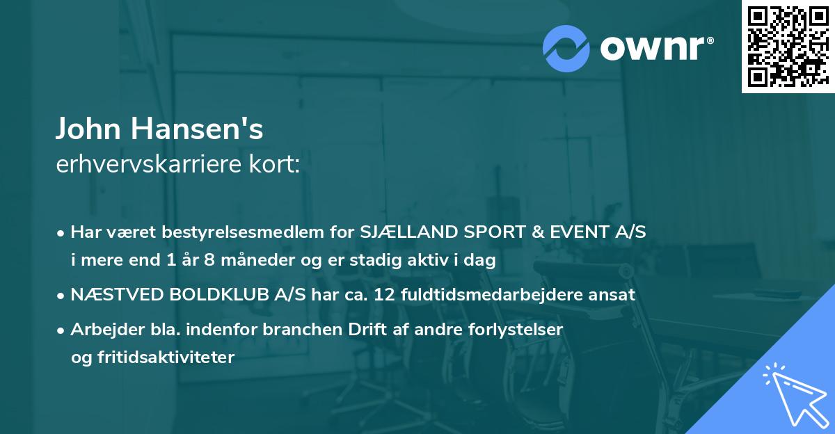John Hansen's erhvervskarriere kort