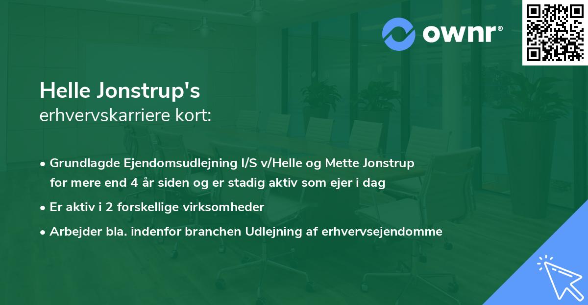 Helle Jonstrup's erhvervskarriere kort