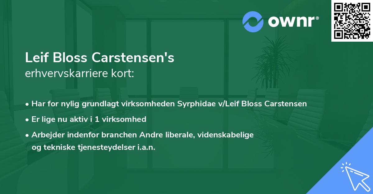 Leif Bloss Carstensen's erhvervskarriere kort