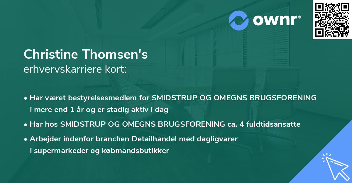 Christine Thomsen's erhvervskarriere kort