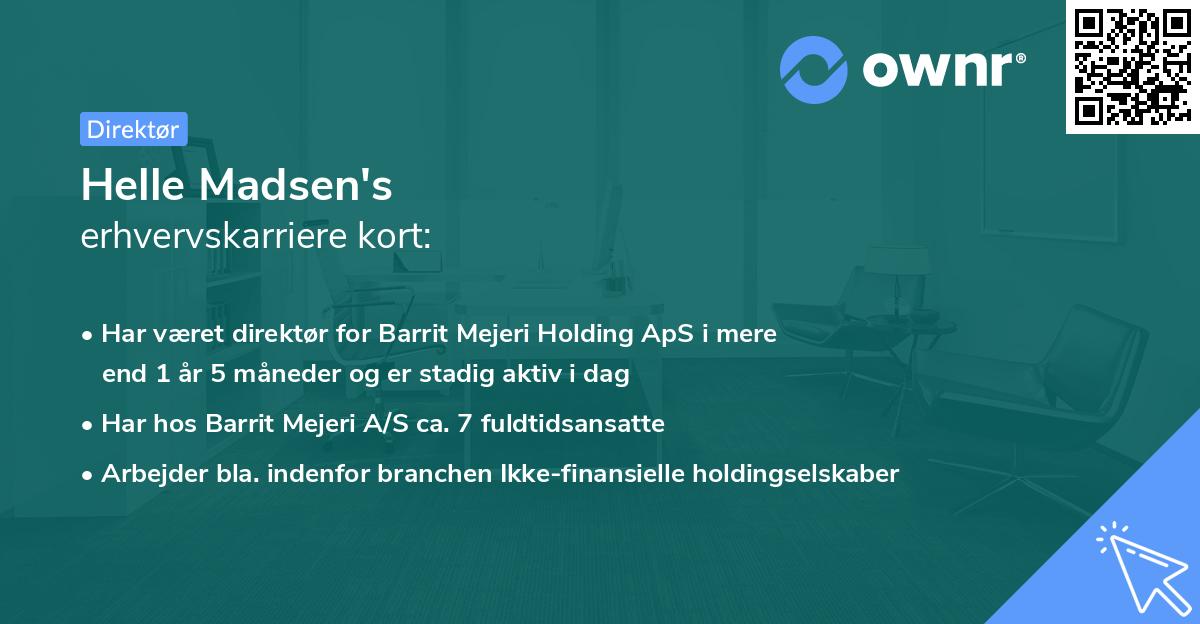 Helle Madsen's erhvervskarriere kort