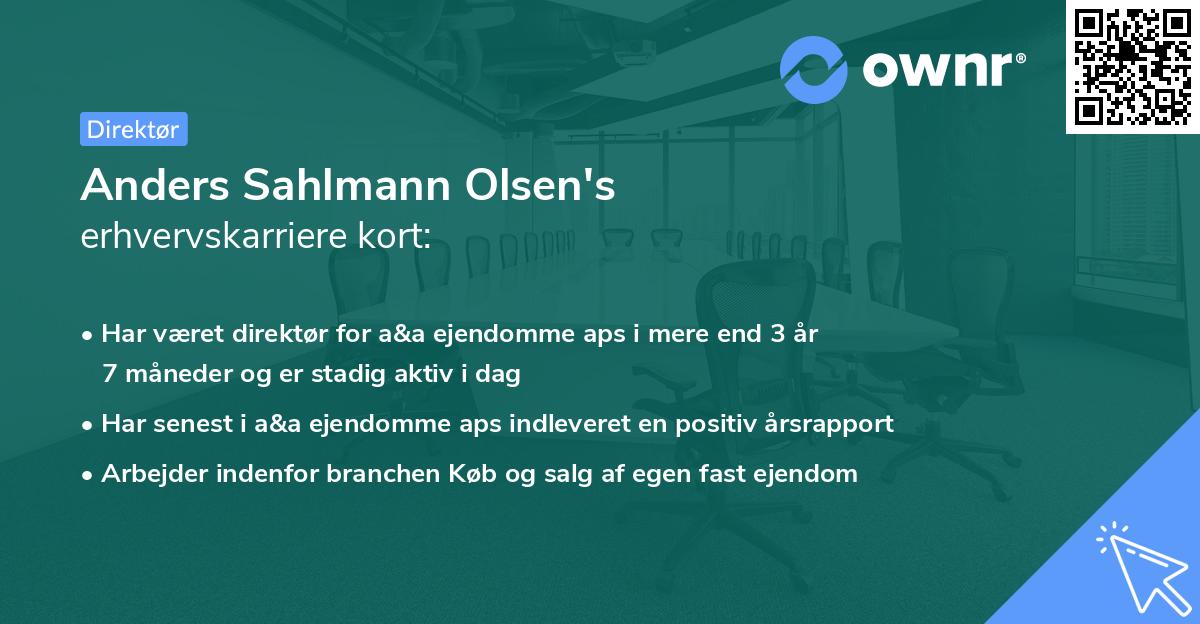 Anders Sahlmann Olsen's erhvervskarriere kort