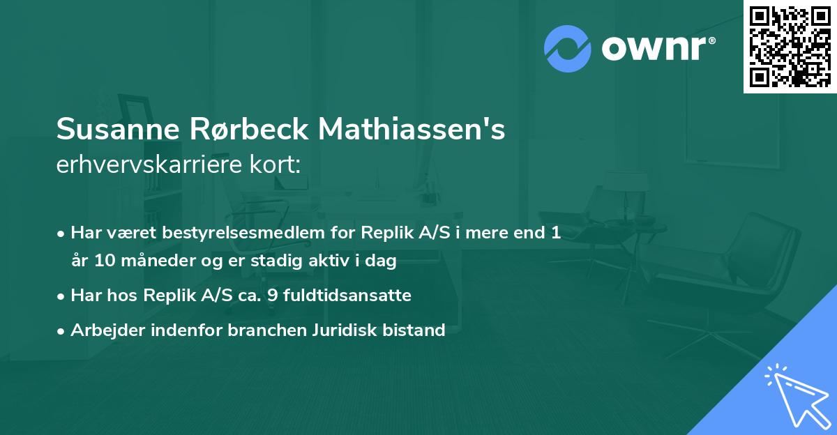 Susanne Rørbeck Mathiassen's erhvervskarriere kort