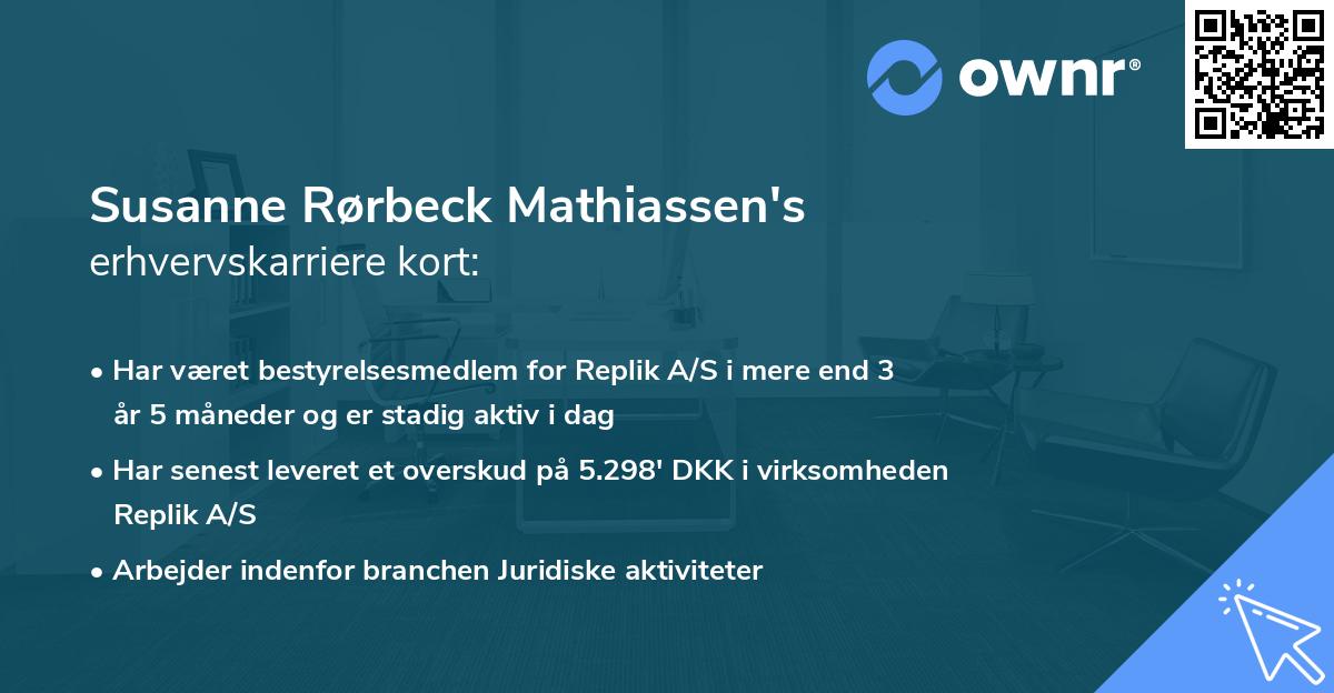 Susanne Rørbeck Mathiassen's erhvervskarriere kort