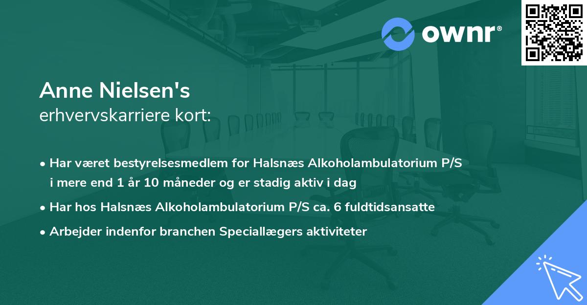 Anne Nielsen's erhvervskarriere kort