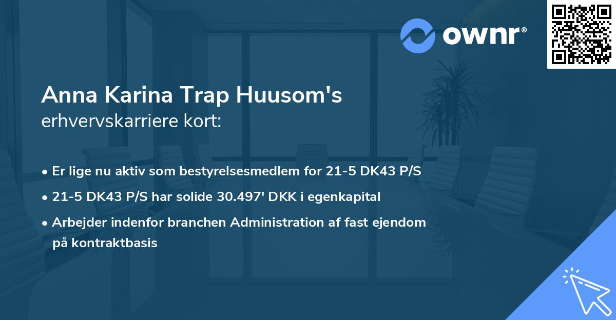 Anna Karina Trap Huusom's erhvervskarriere kort