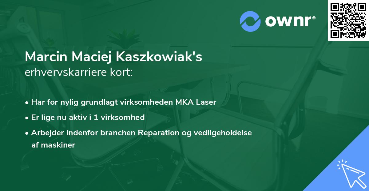 Marcin Maciej Kaszkowiak's erhvervskarriere kort