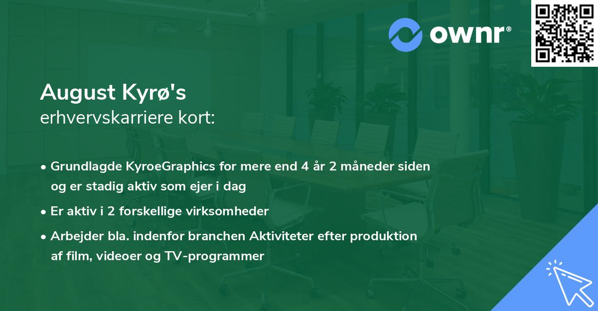 August Kyrø's erhvervskarriere kort