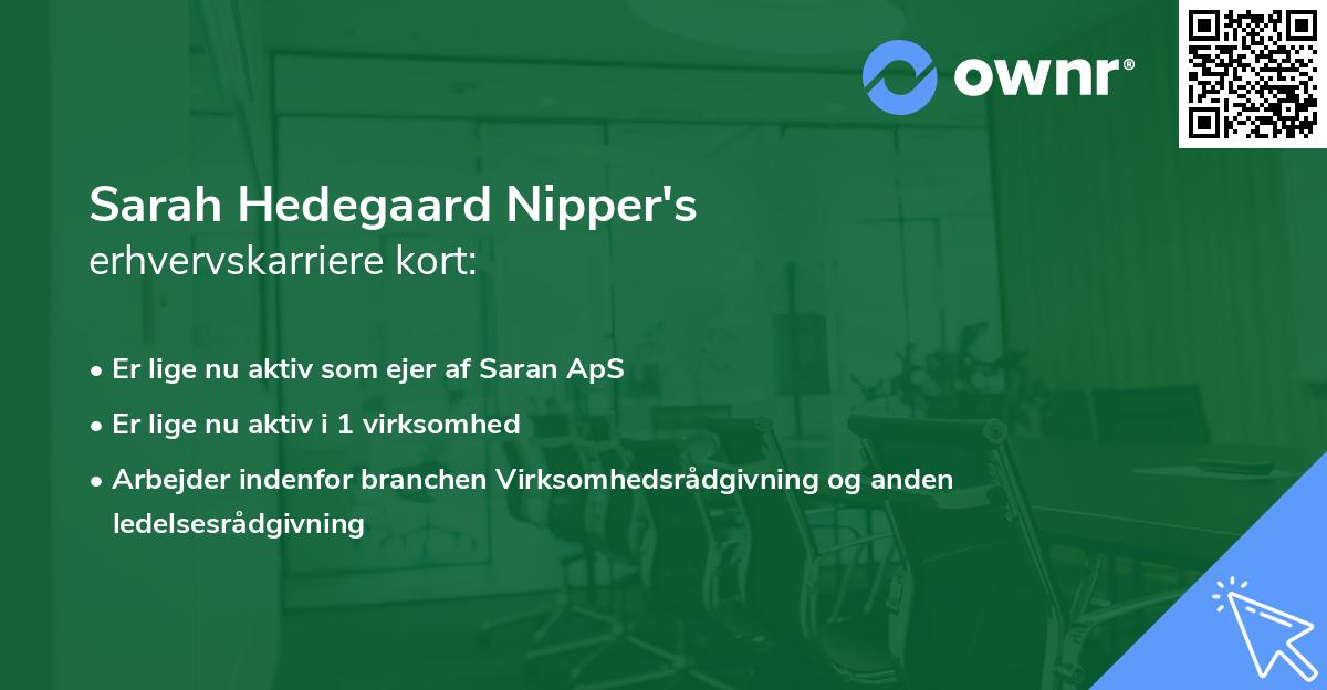 Sarah Hedegaard Nipper's erhvervskarriere kort