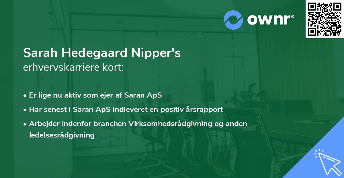 Sarah Hedegaard Nipper's erhvervskarriere kort