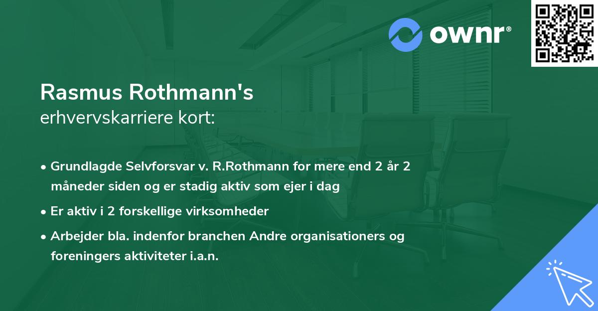 Rasmus Rothmann's erhvervskarriere kort