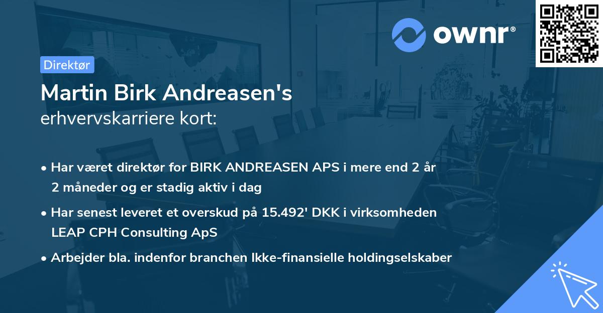 Martin Birk Andreasen's erhvervskarriere kort