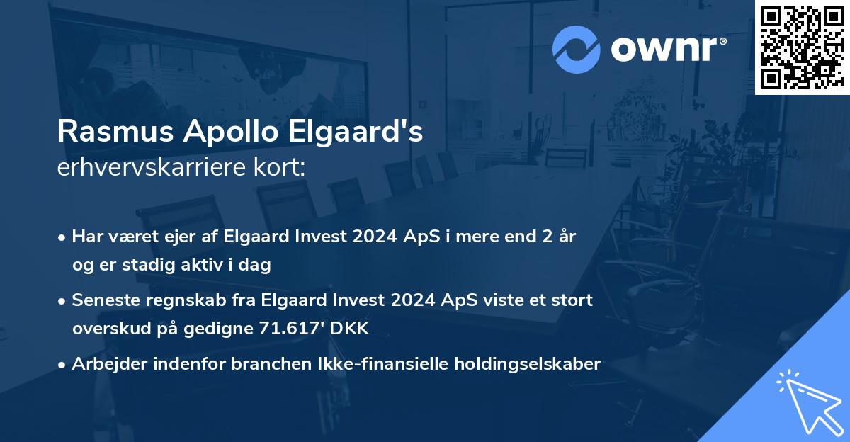 Rasmus Apollo Elgaard's erhvervskarriere kort