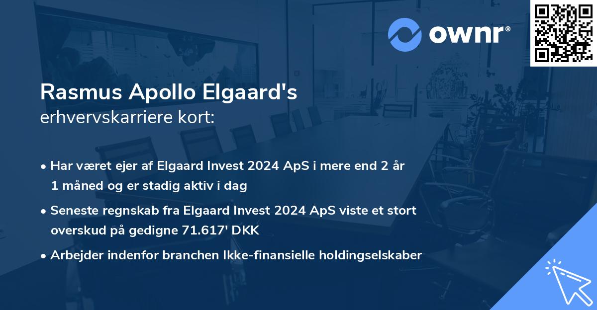 Rasmus Apollo Elgaard's erhvervskarriere kort